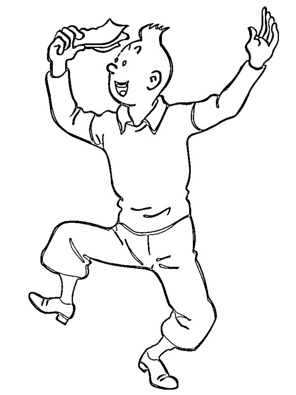 Ausmalbild tim ist gluecklich