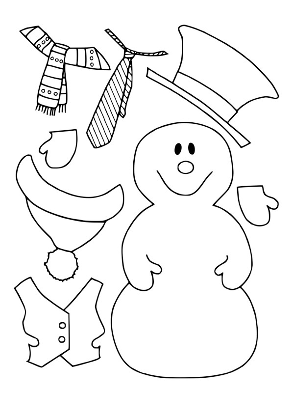 Ausmalbild verkleideter schneemann