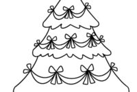 Ausmalbild weihnachtsbaum mit weihnachtsschleifen
