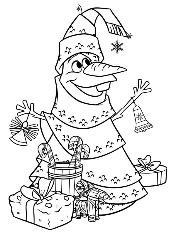 Ausmalbild weihnachtsbaum olaf