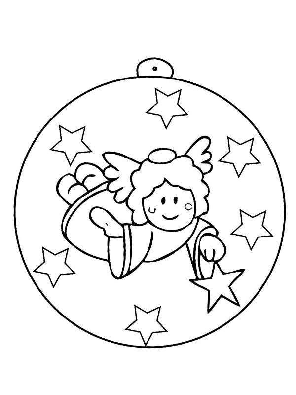 Ausmalbild weihnachtskugel mit engel
