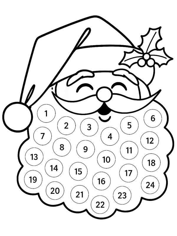 Ausmalbild weihnachtsmann adventskalender