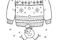Ausmalbild weihnachtspullover und schneemann