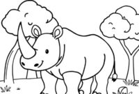 Ausmalbild weisses nashorn