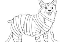 Ausmalbild welsh corgi pembroke hund als mumie