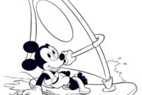 Ausmalbild windsurfer micky maus