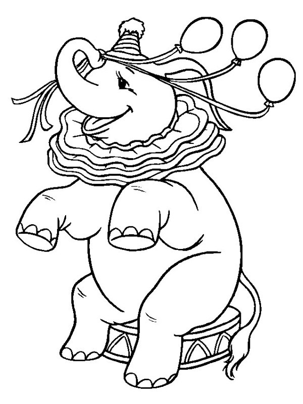 Ausmalbild zirkus elefant