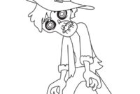 Ausmalbild zombie mit hexenhut